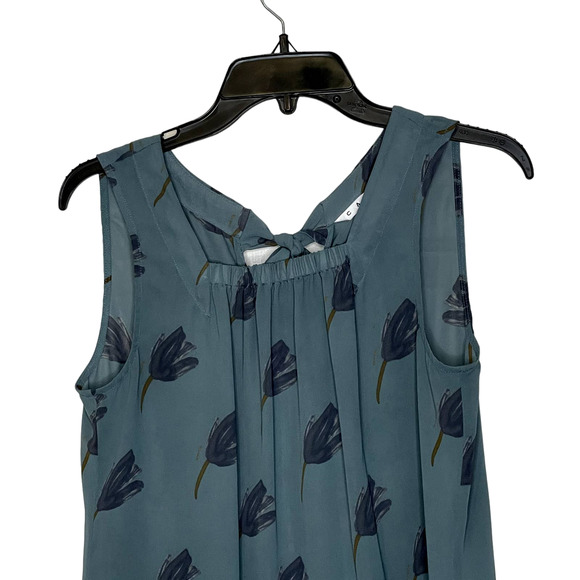 CAbi Tank Top Size Small Green‎ Floral Sheer Lightweight Boho Womens Back Tie - Picture 2 of 8